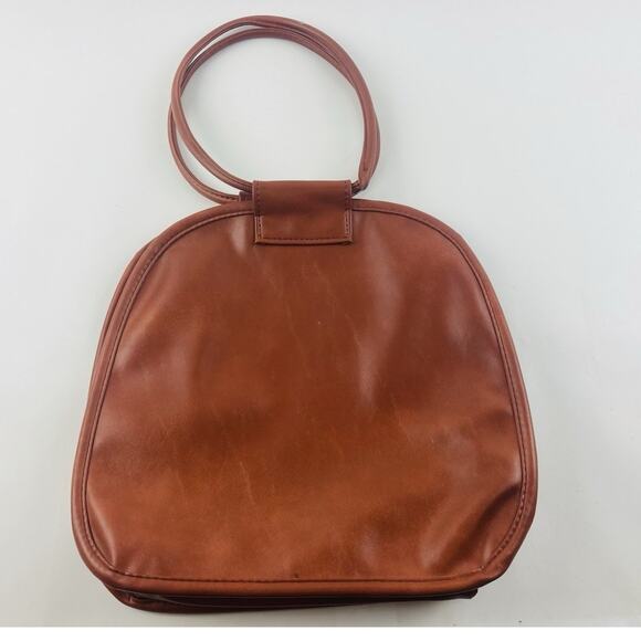 Cognac Leather Ring Double Handle Satchel Shoulder Bag Handmade Brown Purse Lrge - Picture 3 of 11